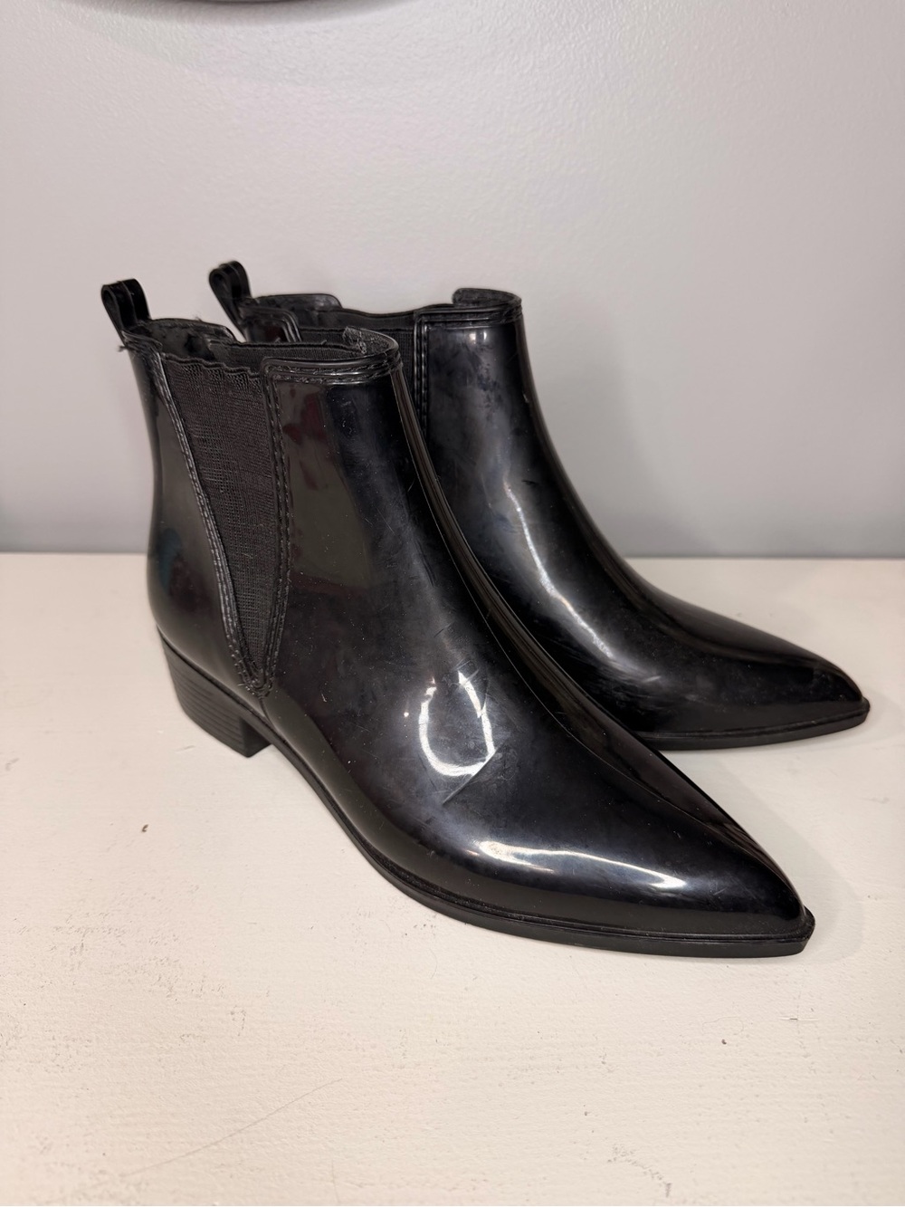 Jeffrey Campbell Black Patent Pointed Chelsea Ankle Boots